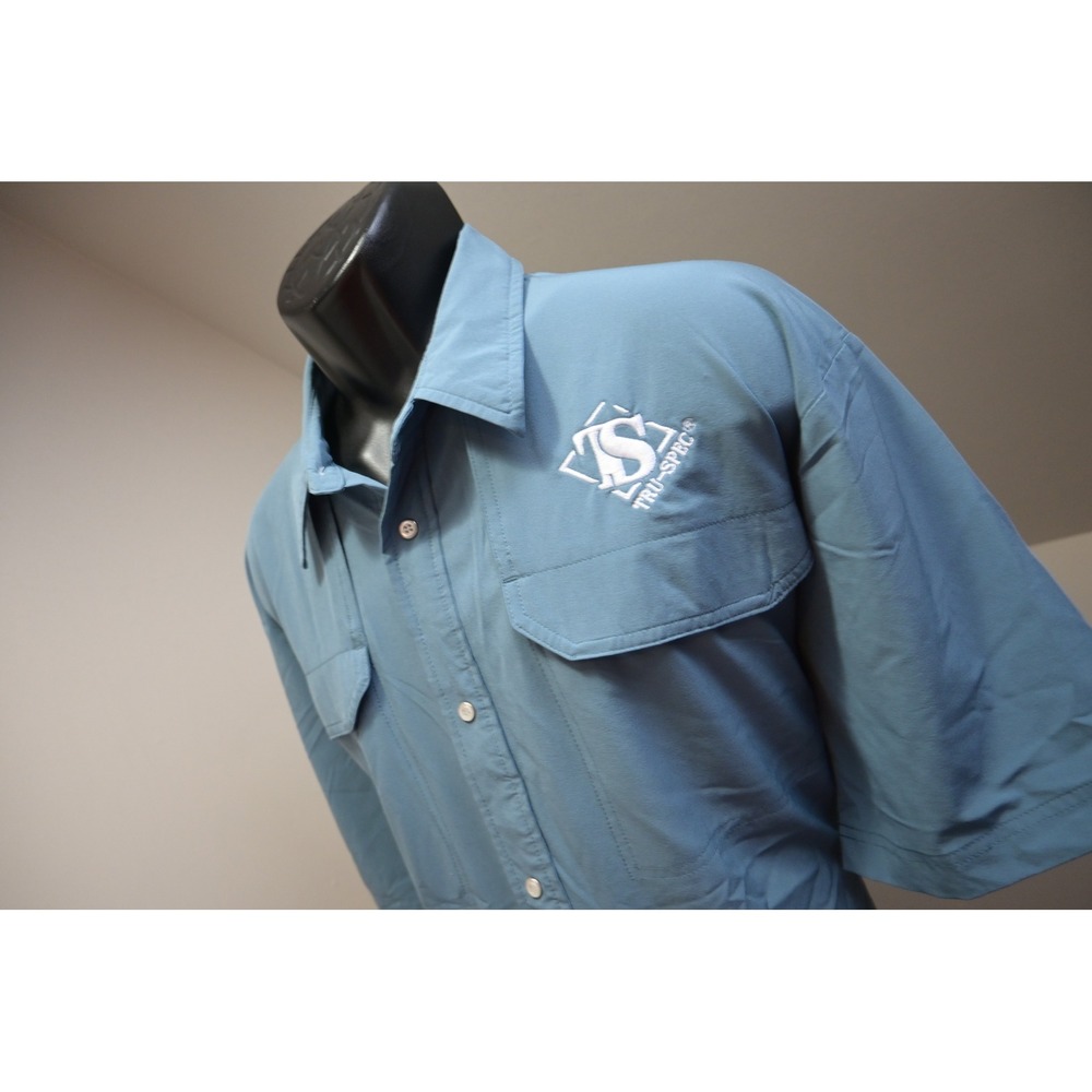 TRU-SPEC Tactical Shirt Mens XL Blue Short Sleeve Vented Stretch Utility EUC‎